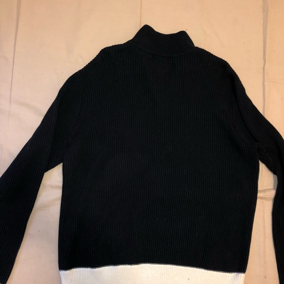 Striped Polo Sweater Half Zip Logo on Sleeve - Picture 5 of 8